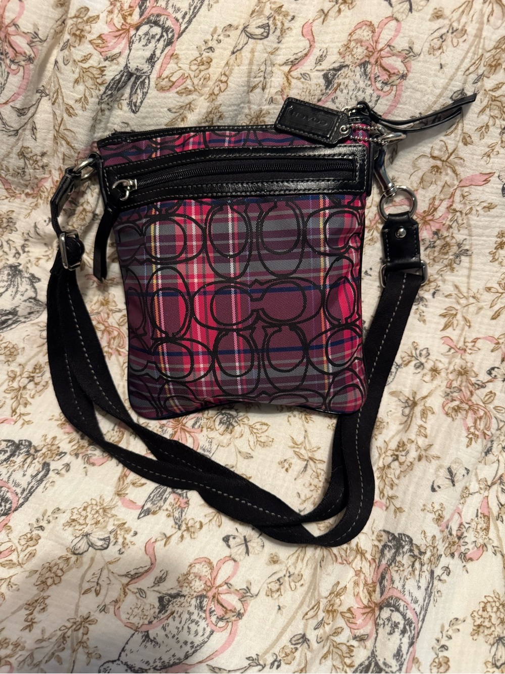 Coach Poppy Purple/Pink Tartan Crossbody